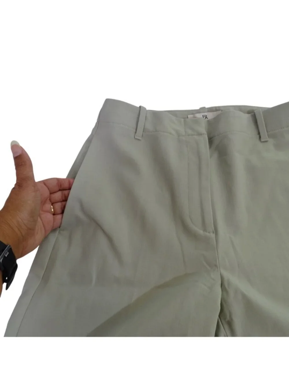 Banana Republic Women Wool Blend Wide Leg Pants Tan Size 4 Flat Front Pockets - Picture 2 of 12